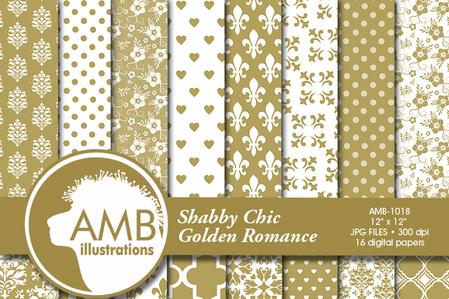 Gold Wedding Digital Papers AMB-1018