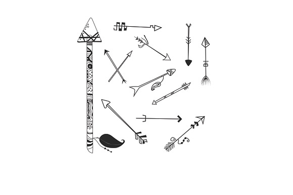 Black ink handdrawn tribal arrows in Illustrations - product preview 3