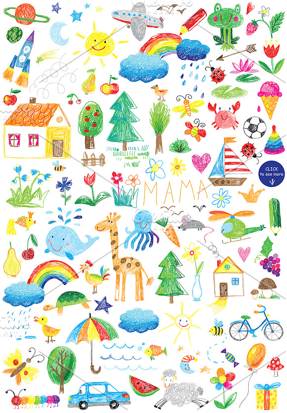 vector childhood doodle set in Illustrations - product preview 1