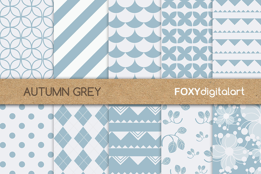 Floral Grey Silver Digital Paper in Patterns - product preview 8