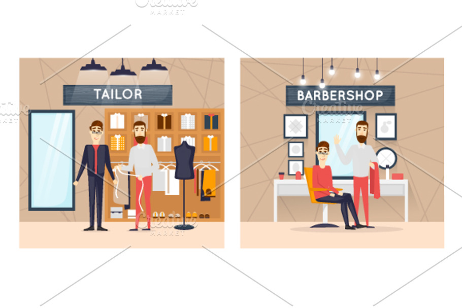 Barbershop, tailor, fashion store.  in Illustrations - product preview 8