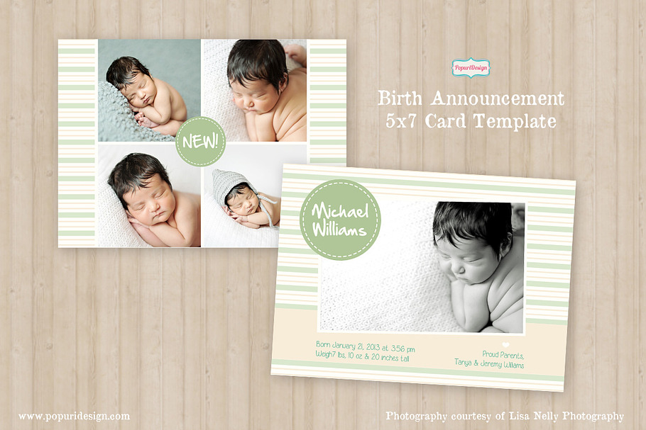 5x7 Birth Announcement Card Template