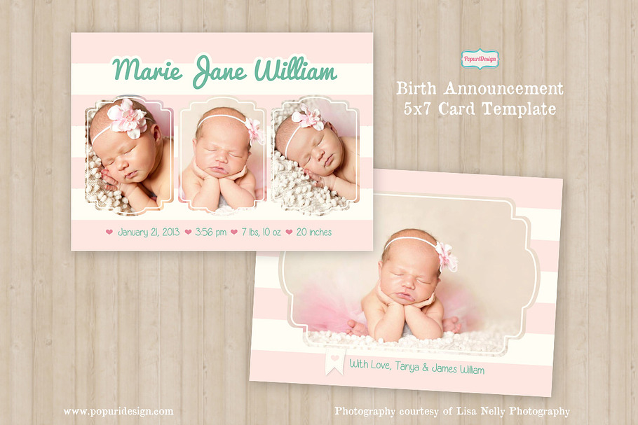 5x7 Birth Announcement Card Template
