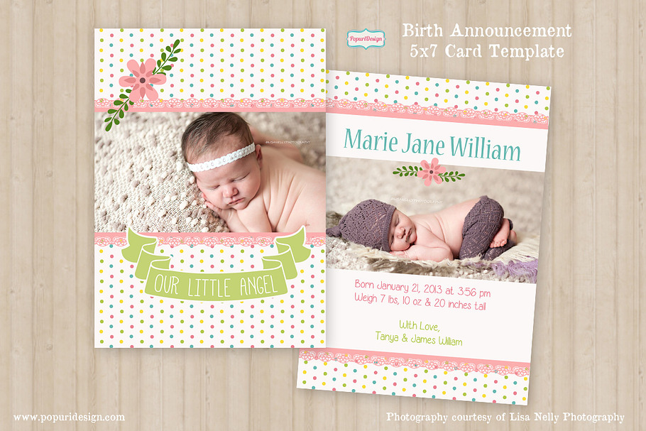 5x7 Birth Announcement Card