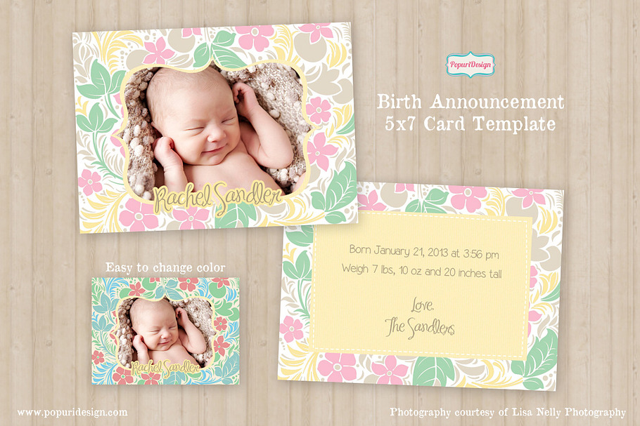 5x7 Birth Announcement Card