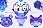 Watercolor Space Animals