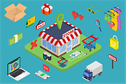 Isometric online shopping concept