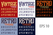 Retro vector typeface set