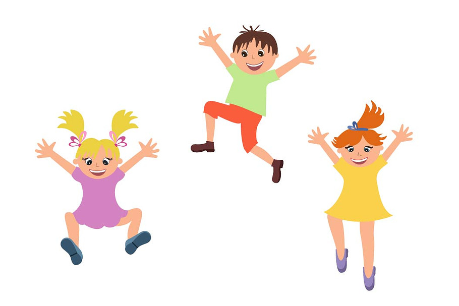 Happy kids jumping isolated