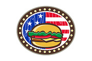 American Cheeseburger USA Flag Oval 
