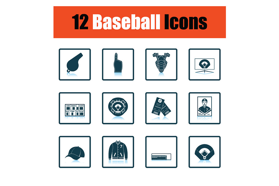 Baseball icon set in Graphics - product preview 8