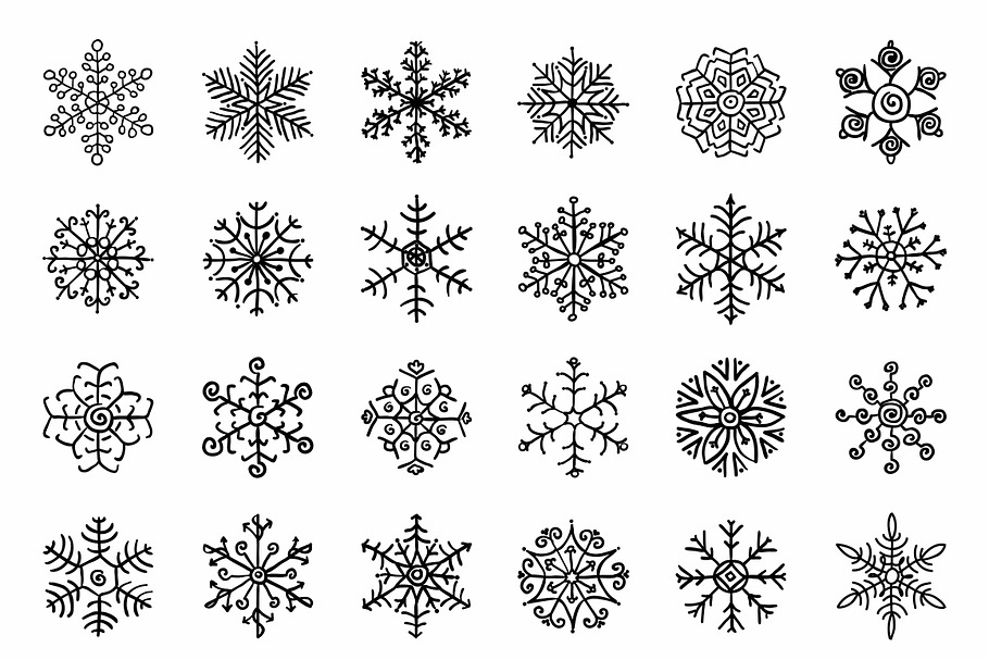 Separate Snowflakes Doodles. PNG, AI in Objects - product preview 8
