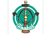 Color vintage hookah emblem