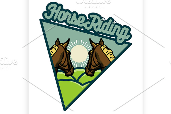 Color vintage Horse riding emblems