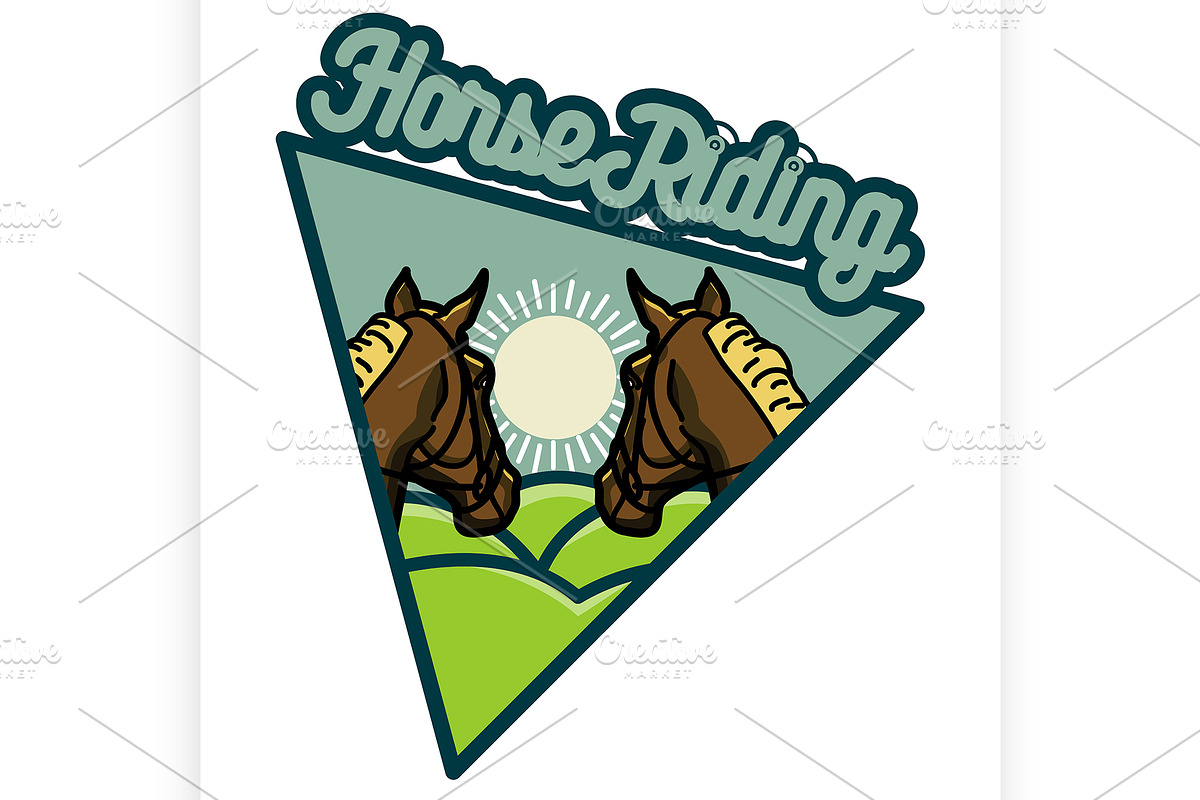Color vintage Horse riding emblems in Illustrations - product preview 8
