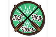 Color vintage rafting emblem