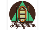 Color vintage rafting emblem