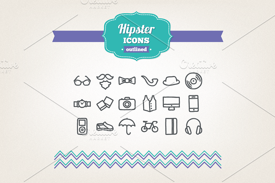 Hand drawn hipster icons in Hipster Icons - product preview 8