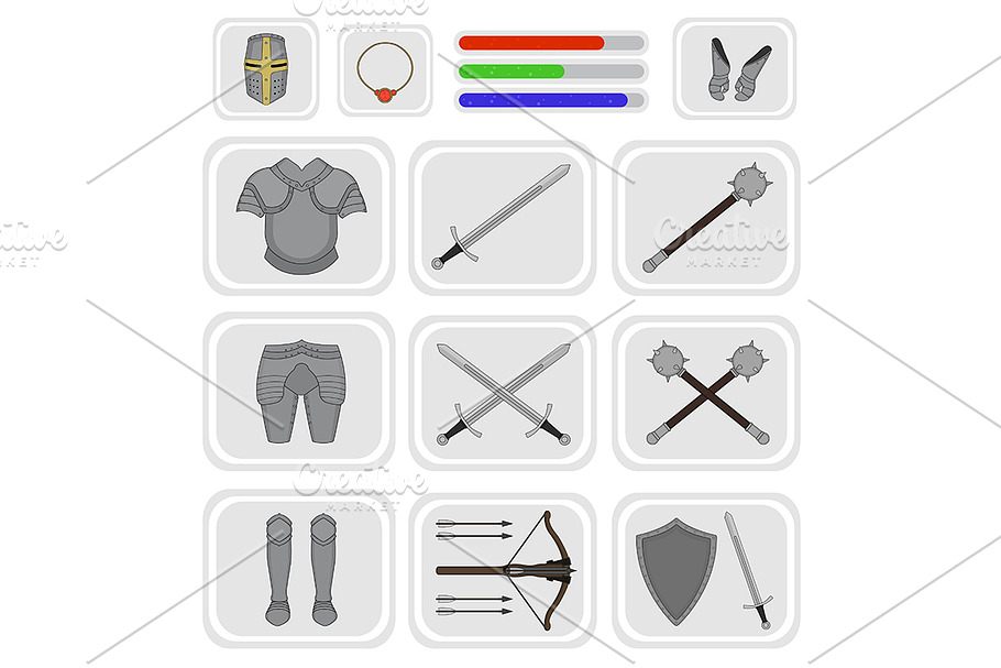 Game inventory. Vector in Illustrations - product preview 8