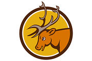 Stag Deer Buck Head Circle Cartoon