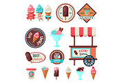 Vintage ice cream label set template