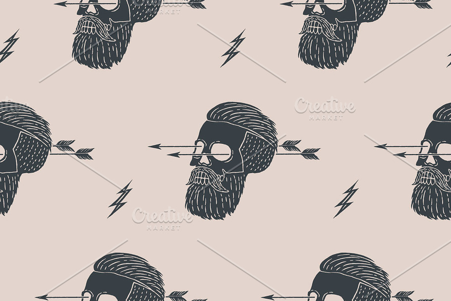 Seamless pattern. Hipster skull in Patterns - product preview 8