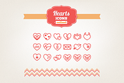 Hand drawn hearts icons