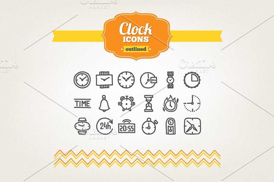 Hand drawn clock icons