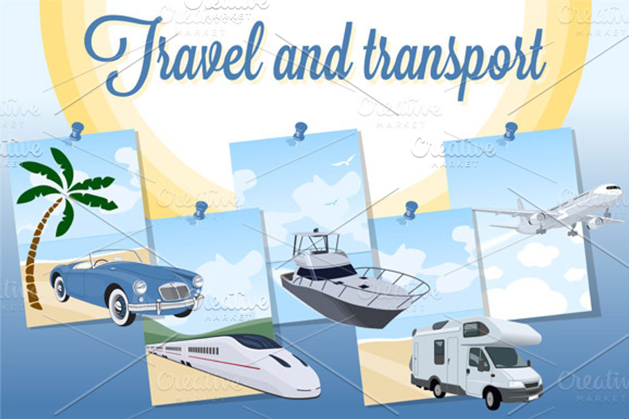 Designs set for travel and transport in Objects - product preview 8