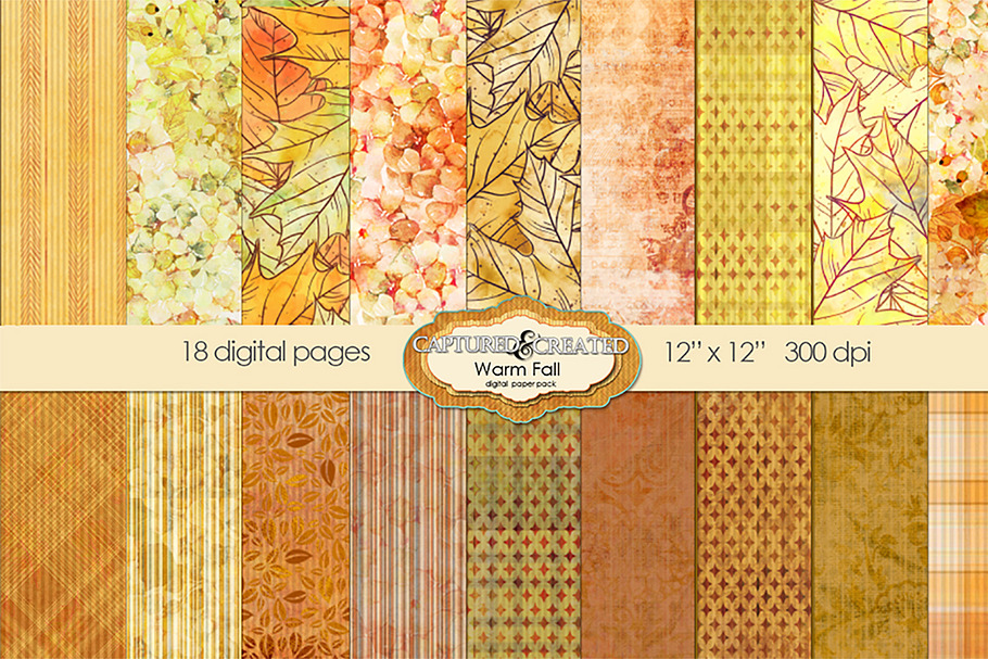 Warm Fall Digital Paper Pack  in Objects - product preview 8