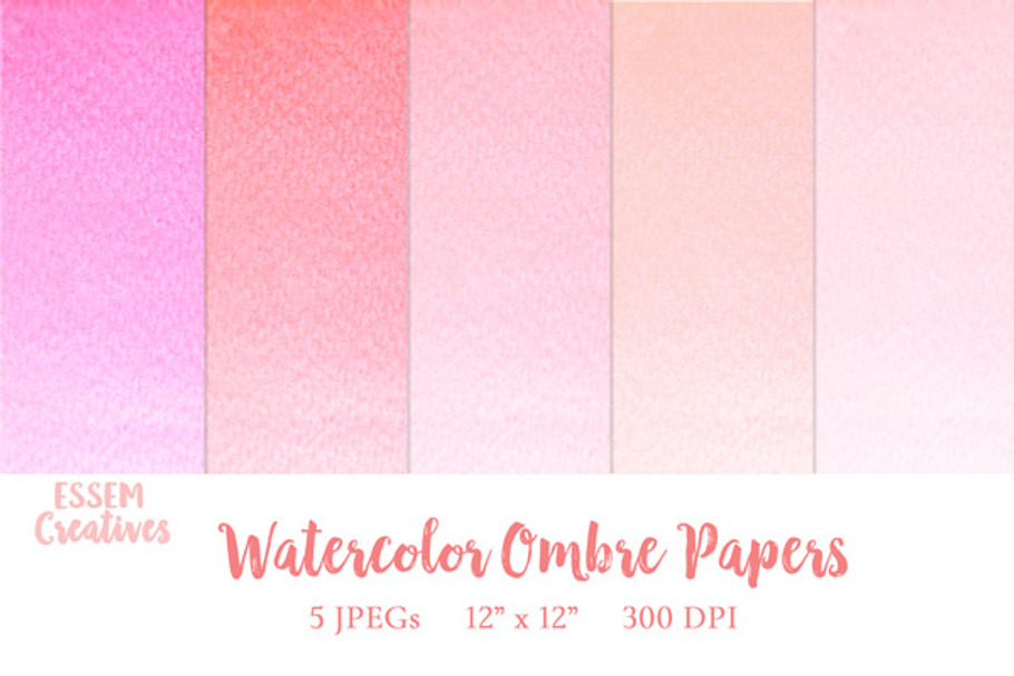 Pink Ombre Watercolor Papers