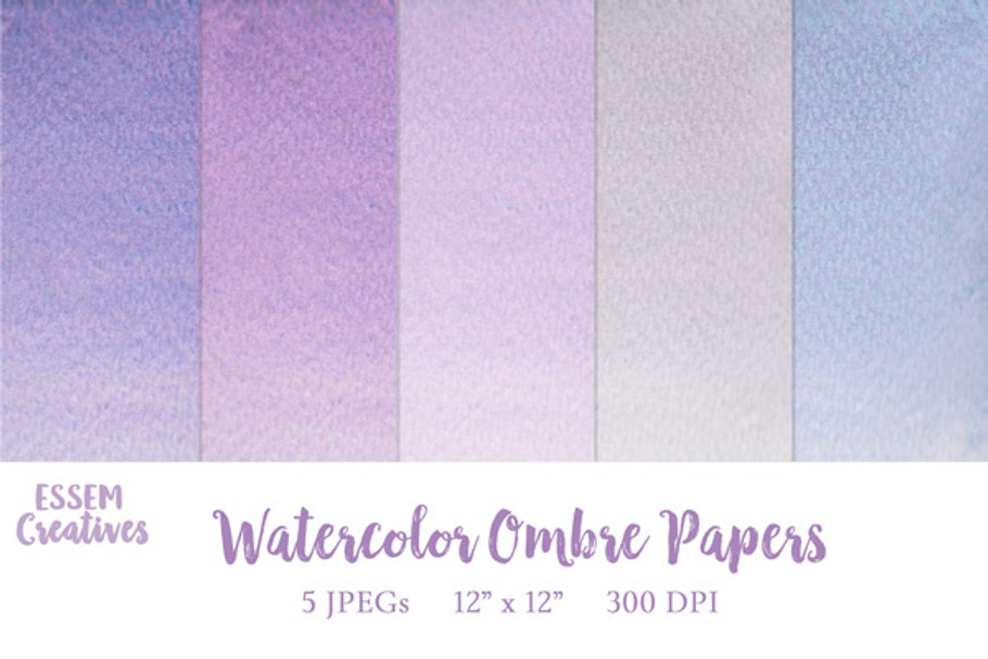 Purple Watercolor Ombre Papers