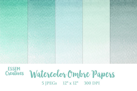 Nautical Watercolor Ombre Papers in Textures - product preview 1
