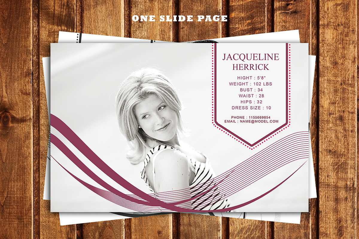 One Page Modeling Comp Card in Postcard Templates - product preview 8