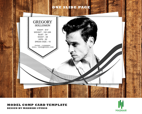 One Page Modeling Comp Card in Postcard Templates - product preview 1