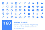 160 Kitchen Utensils Material Icons