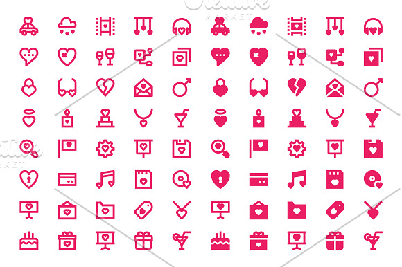 180 Love and Romance Material Icons in Graphics - product preview 3