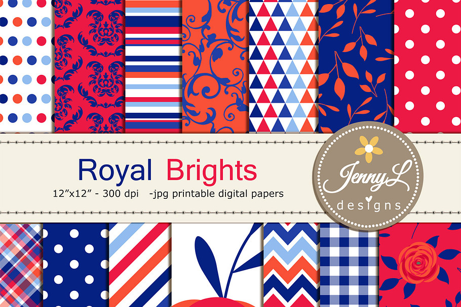 Royal Blue Floral Digital Papers