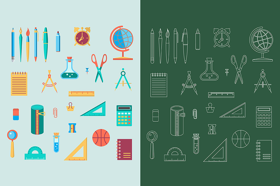 School supplies icon set in Objects - product preview 8