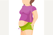 Abdomen fat, overweight woman