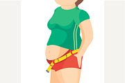 Abdomen fat, overweight woman