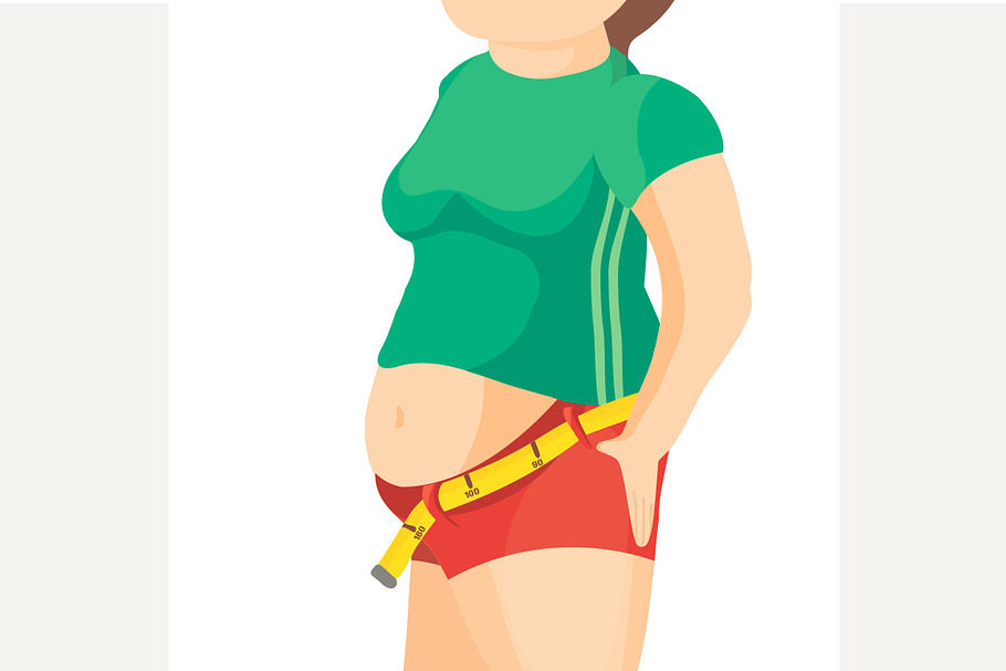 Abdomen fat, overweight woman in Illustrations - product preview 8
