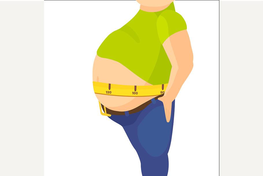 Abdomen fat, overweight man in Illustrations - product preview 8