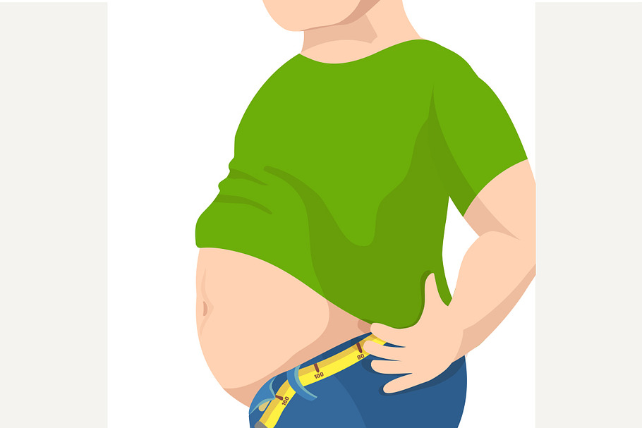 Abdomen fat, overweight man in Illustrations - product preview 8