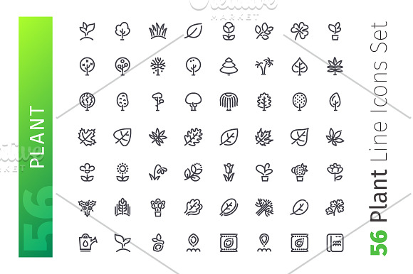 Plant Line Icons Set in Flower Icons - product preview 1