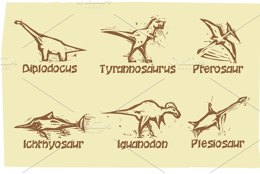 Woodcut Dinosaurs