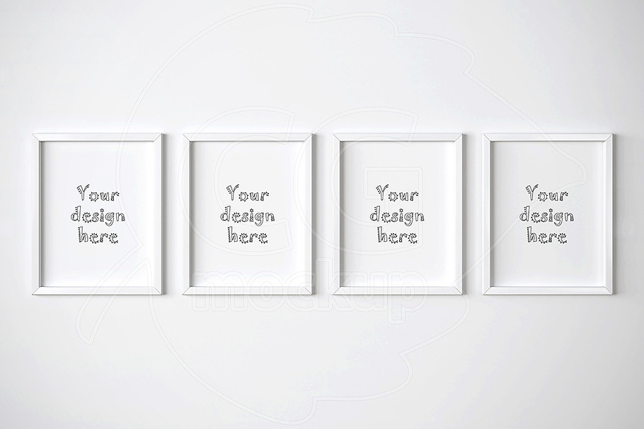 Four white frames mockup 11x14 inch in Print Mockups - product preview 8