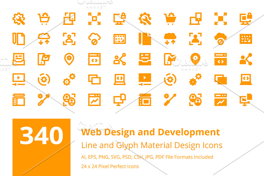 340 Web Design and Development Icons