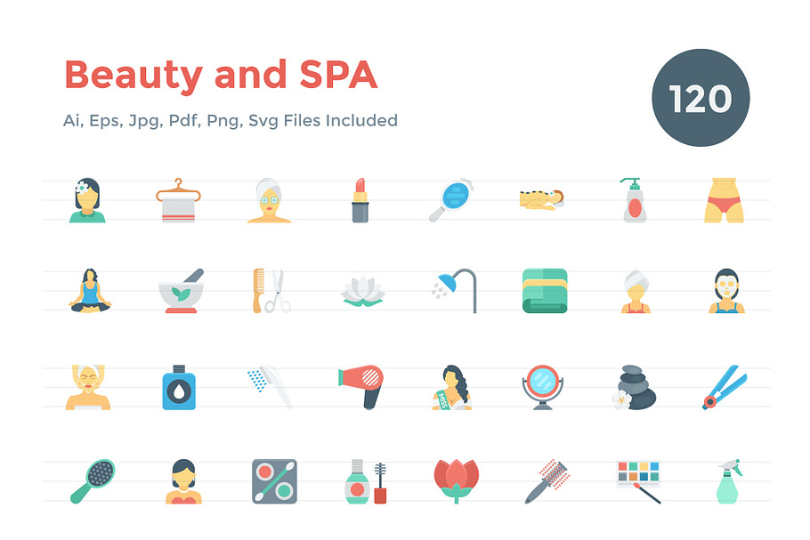 120 Flat Beauty and Spa Icons