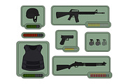 Military weapons icons. Vector